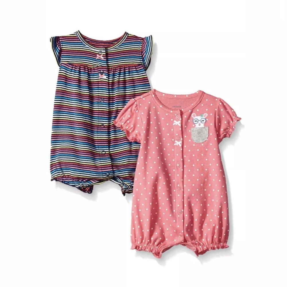 Baby Girls’ 2-Pack Rompers (Newborn)